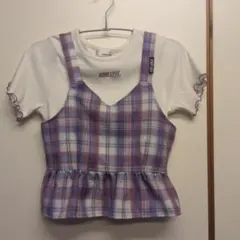 JENNI LOVE チェック柄 Tシャツ　キャミソール　セットアップ