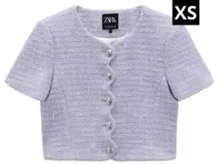 ZARA テクスチャー クロップド　ジャケット ツイード 半袖 XS