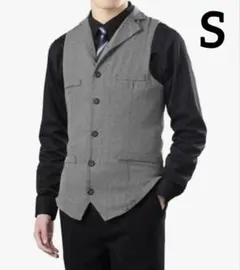 スーツベスト メンズ ジレベスト 結婚式 パーティー 6ボタン ビジネス S