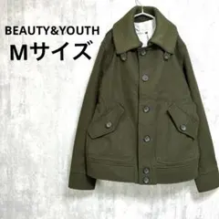 BEAUTY&YOUTH メルトンコート ピーコート ウール メンズ カーキ 緑