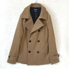 CONFIRM／ピーコート アウター L ダブルブレスト ウール混 メンズ 茶