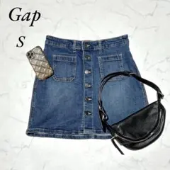 《ギャップ》デニムミニスカート/フロントボタン/インディゴブルー/Sのサムネイル