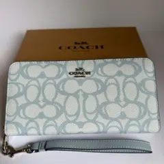 COACH コーチ 長財布 CB002 新品 未使用 人気 シグネチャー 水色