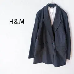 Z＊H&M＊ テーラードジャケット XS チェック柄 ダブルボタン ゆったり