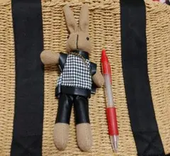 ウサギ チャーム キーホルダー 千鳥格子
