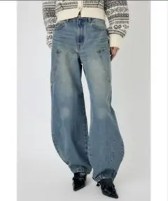 〈MOUSSY〉ストレートデニム コクーン デザインデニム 古着風ビックポケット