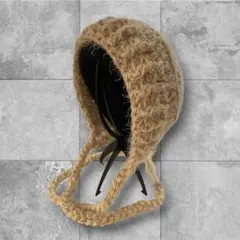 ボンネット　ヘッドドレス バラクラバ アイボリー＆ベージュ グランジ