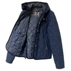 極美品 ラベンハム 希少 表面ウール キルティングジャケット フード コート S