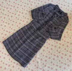 クリアインプレッション ツイード ノーカラースーツ 上2下1 W64 DMW