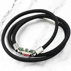 極美品 エンポリオアルマーニ レザー ブレスレット バングル アクセサリー 黒色のサムネイル