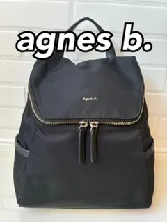 アニエス・ベー バックパック ミニ ナイロン ブラック カジュアル 軽量 ロゴ