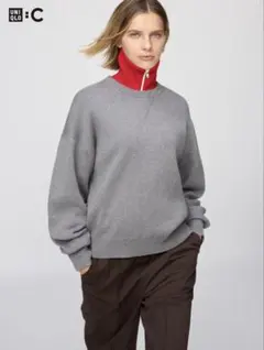 UNIQLO スムースコットンクルーネックセーター グレー M