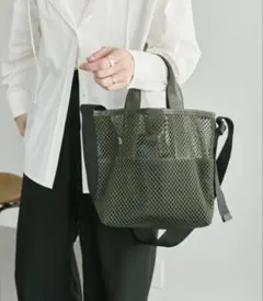 イアパピヨネ ダイヤメッシュ 2WAY トートバッグ ショルダー（カーキS）新品のサムネイル