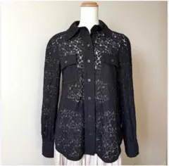 【美品】MARC JACOBS 総レース シアーブラウス ブラック 長袖のサムネイル