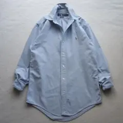 90s~ ラルフローレン（XL）リネンシャツ＊ブラックポニーロゴ