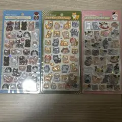 正規品　ボンボンドロップシール　和柄　３枚　日本犬　柴犬　猫　　３枚セット
