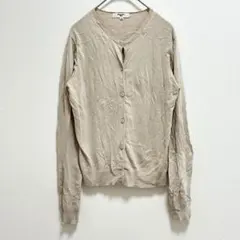 【ナチュラルビューティーベーシック】ベージュ カーディガン 薄手 コットン M