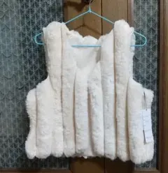 フェイクファー ベスト ライトベージュホワイト M～L