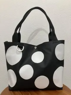 SALE！passion ブラック ×ホワイト 水玉ドット トート バッグ
