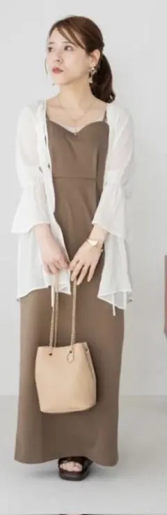 しまむら　tal.by yumi　キャミソールワンピース　ブラウン　中茶　M