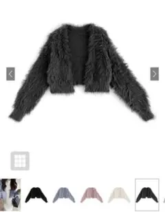 【値下げ不可】GRL フェザーニットクロップド丈カーディガン チャコール