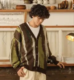BEAMS ニットカーディガン(緑)のサムネイル