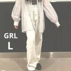 GRL L 薄ベージュ フラッシャー付き カラー デニム ストレート