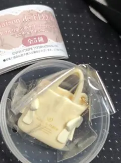 メゾンドフルール ダブルリボンギャザートートバッグ ミニチュアチャーム　イエロー