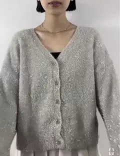 Gready Brilliant ラメシャギー２ｗａｙカーディガン シルバー