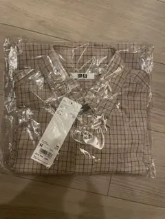 UNIQLO U ユニクロ　ワイドフィットチェックシャツ　ベージュ　サイズM