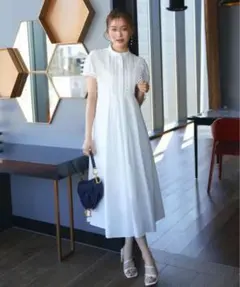 ルイルエブティック　スタンドカラーレース　シャツワンピース