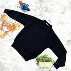 良品 Lespoir ハイネック 花柄 セーター F ブラック