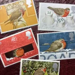 76776セール現品限　外国切手　イギリス発行小鳥5種揃