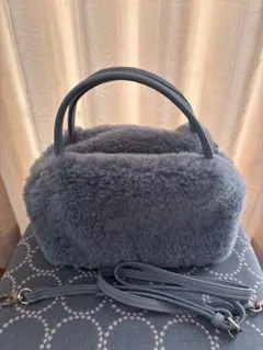 unbillion グレー ファー ハンドバッグ