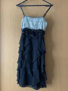 胸元レースシフォンワンピース　パーティドレス　38 結婚式　二次会