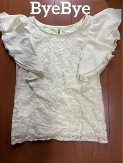 ByeBye バイバイ 肩フリル レース トップス Tシャツ イエローのサムネイル