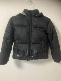 ブラックダウンコート 128cm フード付き