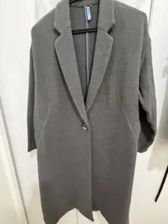 グレー シングルボタン ロングコート