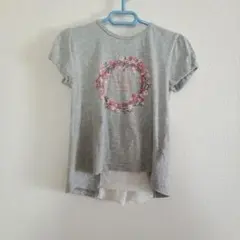 花柄プリント グレー Tシャツ BeBe半袖