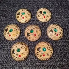 【 ２５ｍｍ 】ボタン　レトロ　飾りボタン　７個　裏ゴールド