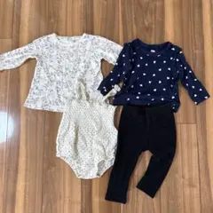 ベビー服 4点セット ハート柄 ドット柄 70〜80cm