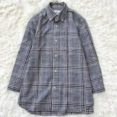 ユニオンステーション フレンチリネン チェックシャツ グレー S 七分袖　春夏のサムネイル