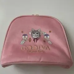 GODIVA 猫イラスト ポーチ ピンクのサムネイル