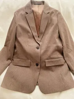 新品未使用/UNIQLO/GU/テーラードジャケット/S/チェック柄/brown