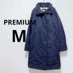 PREMIUM ネイビー ロング丈コート M相当 サイズ2 裏地 襟取り外し可能