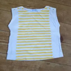 値下げ終了！美品　familiar タンクトップ 70 白/黄色ストライプ