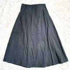 vis◇ビス◇バックリボン ロングスカート フレア デニム生地風 綿 コットン