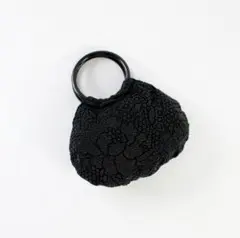 ビンテージ ビーズ装飾 ブラック ハンドバッグ