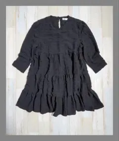 ★【美品】◆最終値下げ◆ZARA 黒色 フリル 長袖 ミニ丈ワンピース