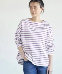 AMERICAN HOLIC ヘビーウエイトボーダーボートネックプルオーバー